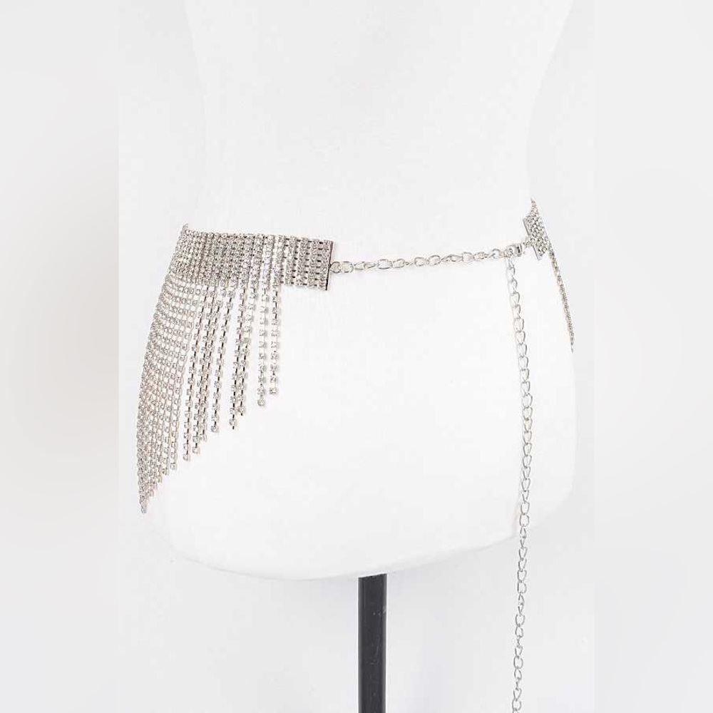 Rhinestone Chain Layered Statement Belt - Picture 3 of 3